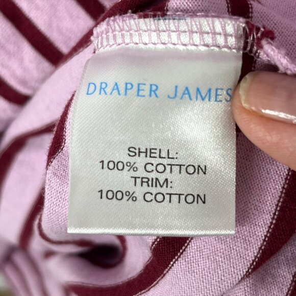 Draper James Tie Waist Midi T-Shirt Dress Dark Pink Mariner Stripe Size 1X - Picture 8 of 10